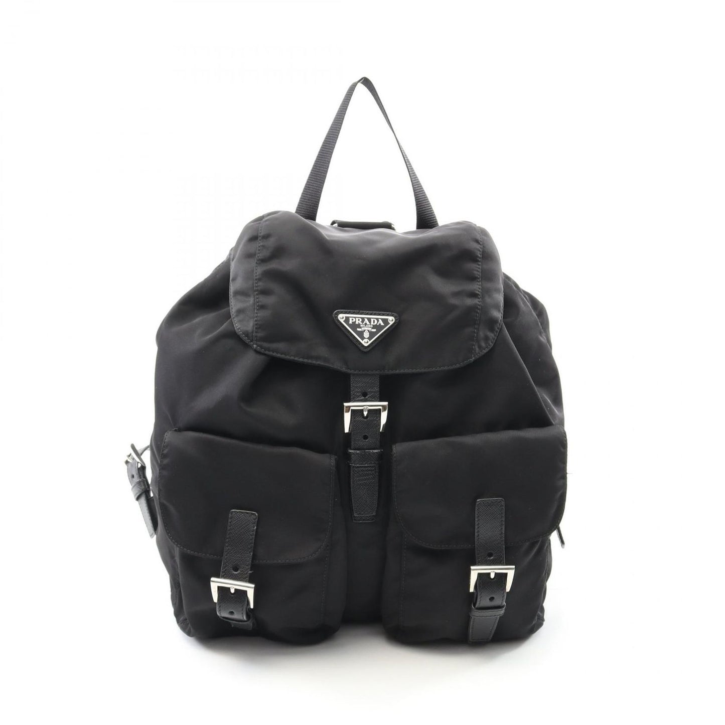PRADA VELA Backpack in Black Nylon & Saffiano Leather
