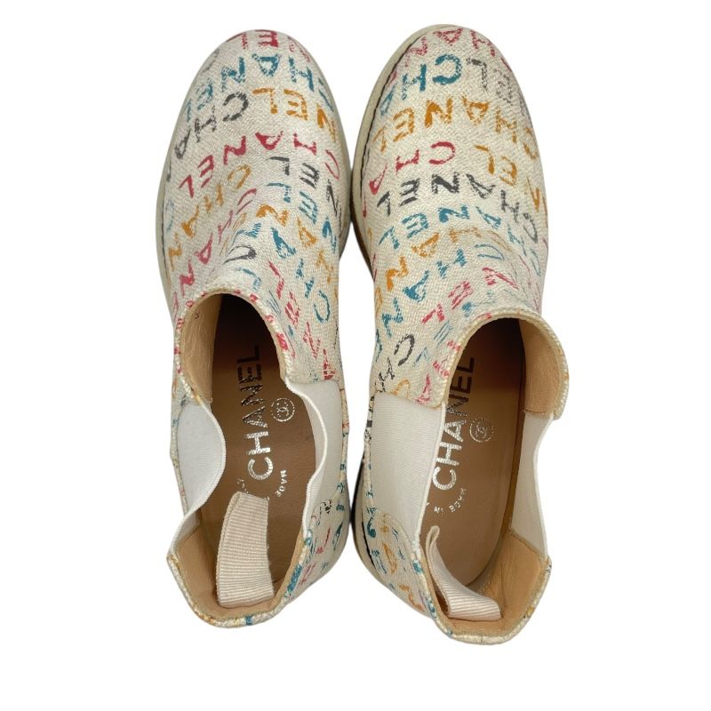 CHANEL Logo Canvas Side Gore Boots - Multicolor Elegance