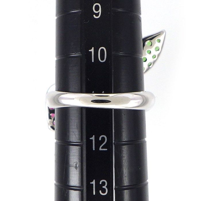 Exquisite Ruby and Garnet Rose Motif Ring in K18 White Gold