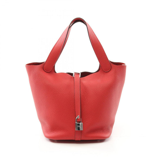 HERMES Picotin Lock MM Handbag in Vermilion Leather - Exquisite Craftsmanship