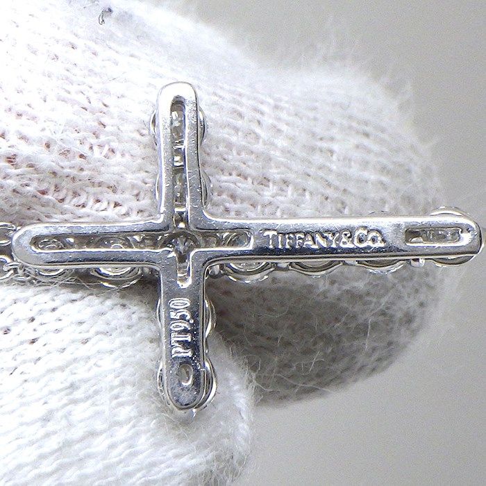 Tiffany & Co. Small Cross Diamond Necklace in Platinum PT950