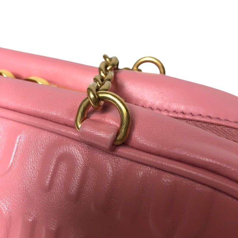 Miu Miu Logo-Embossed Chain Handbag in Pink with Gold Hardware