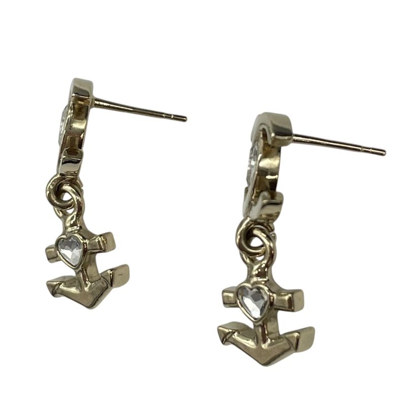 CHANEL Coco Mark Anchor Hoop Earrings in Gold Metal & Strass