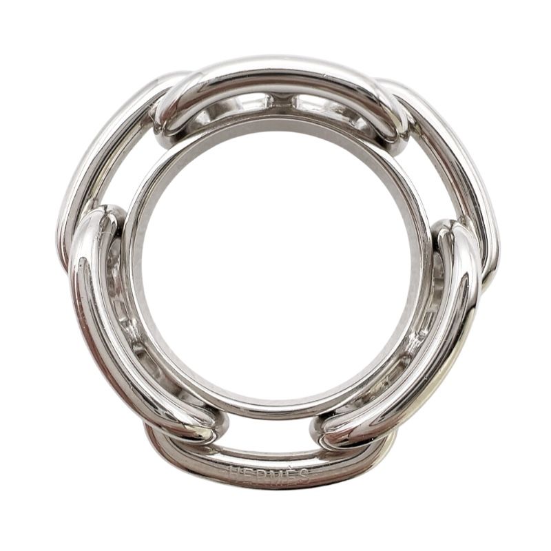HERMES Rugade Silver Scarf Ring - Unisex Luxury Accessory