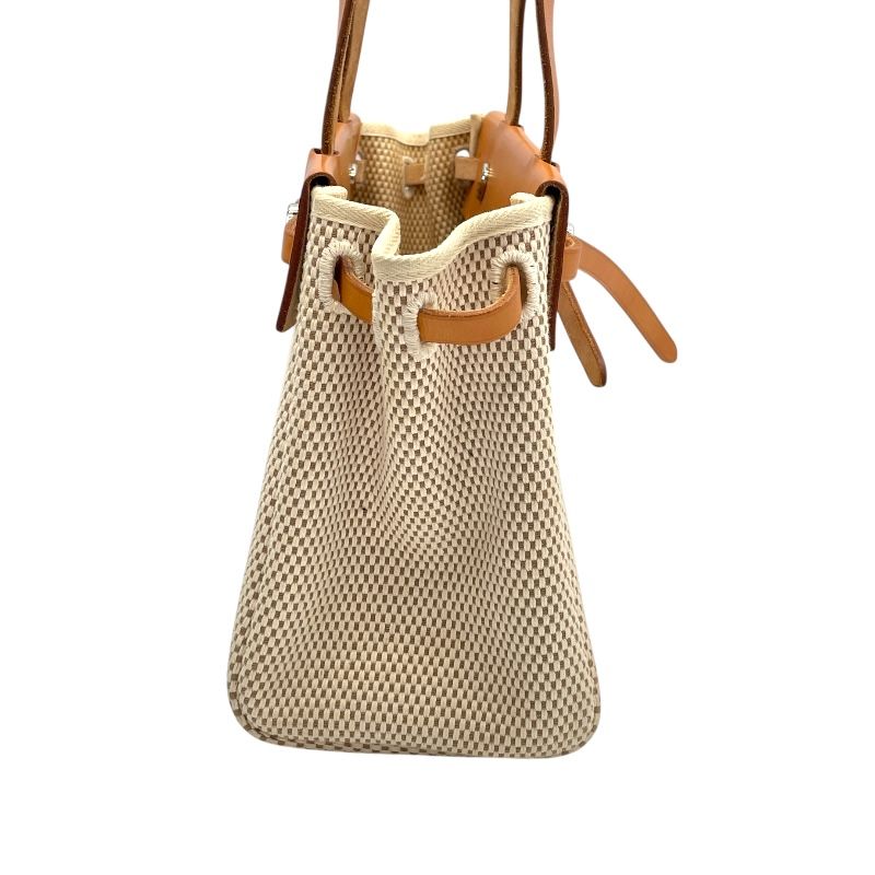 HERMES Émile Bag Cabas PM Ivory/Black with Silver Hardware