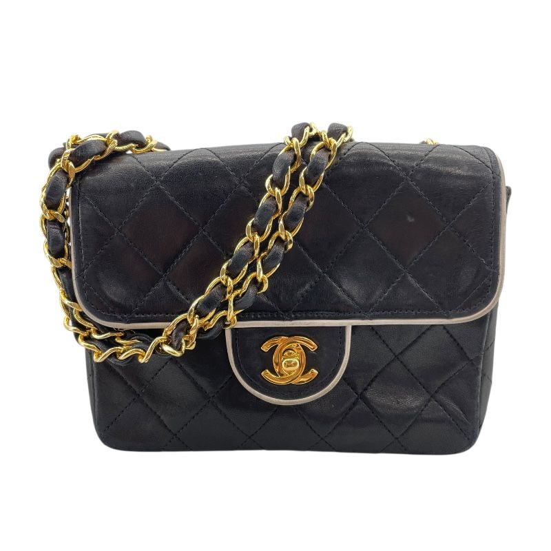 CHANEL Mini Matelassé 18 Black Leather Shoulder Bag - A01115