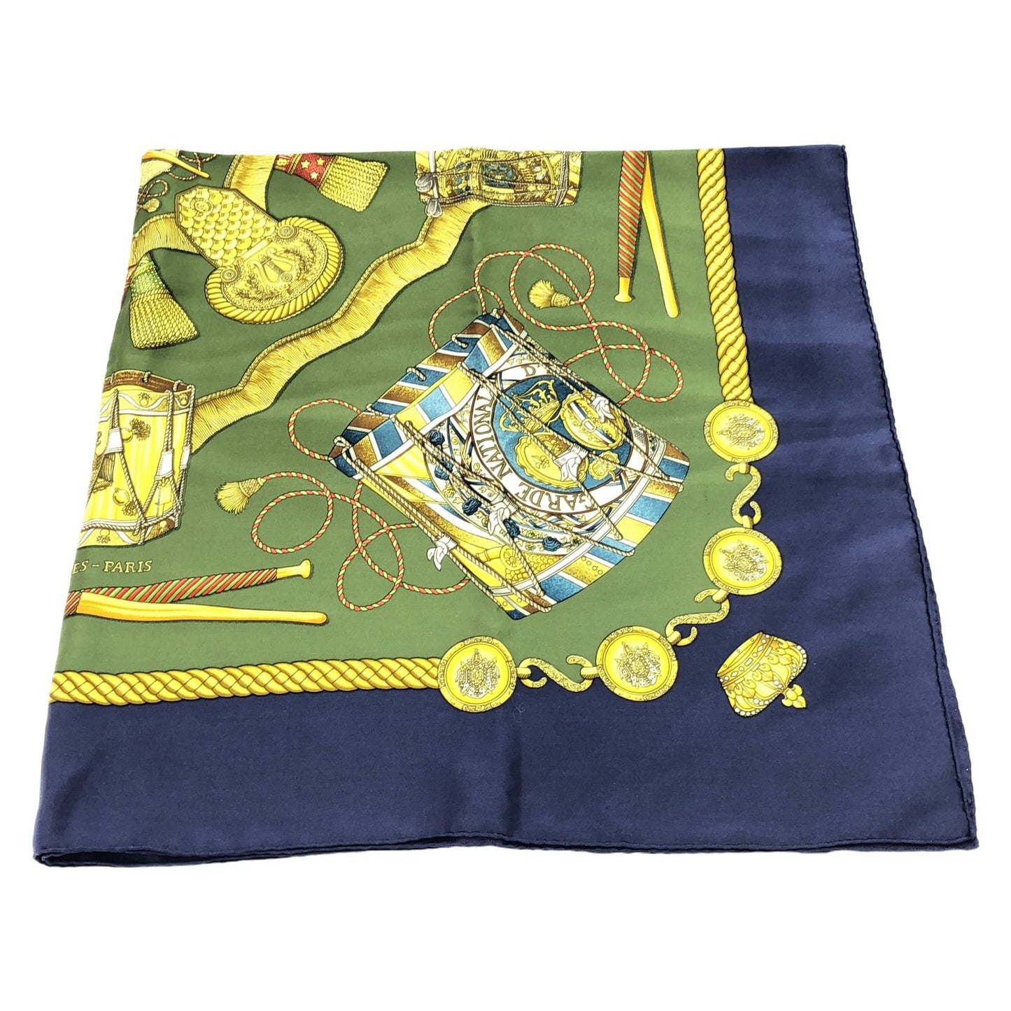 HERMES Silk Scarf Carre 90 in Blue and Green - Timeless Elegance