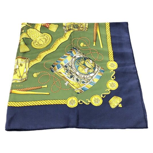 HERMES Silk Scarf Carre 90 in Blue and Green - Timeless Elegance