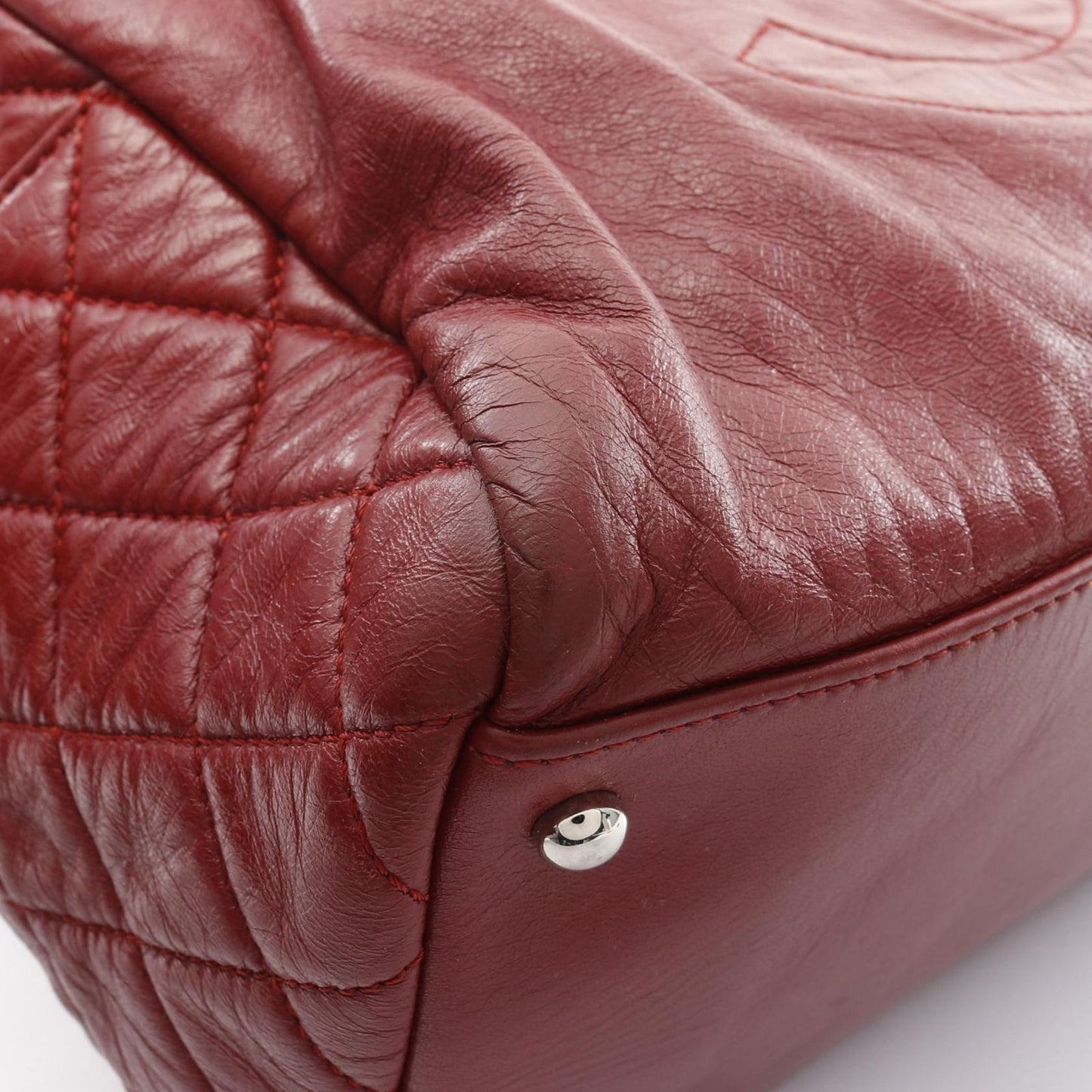 CHANEL Coco Mark Matelassé Shoulder Bag - Red Calfskin