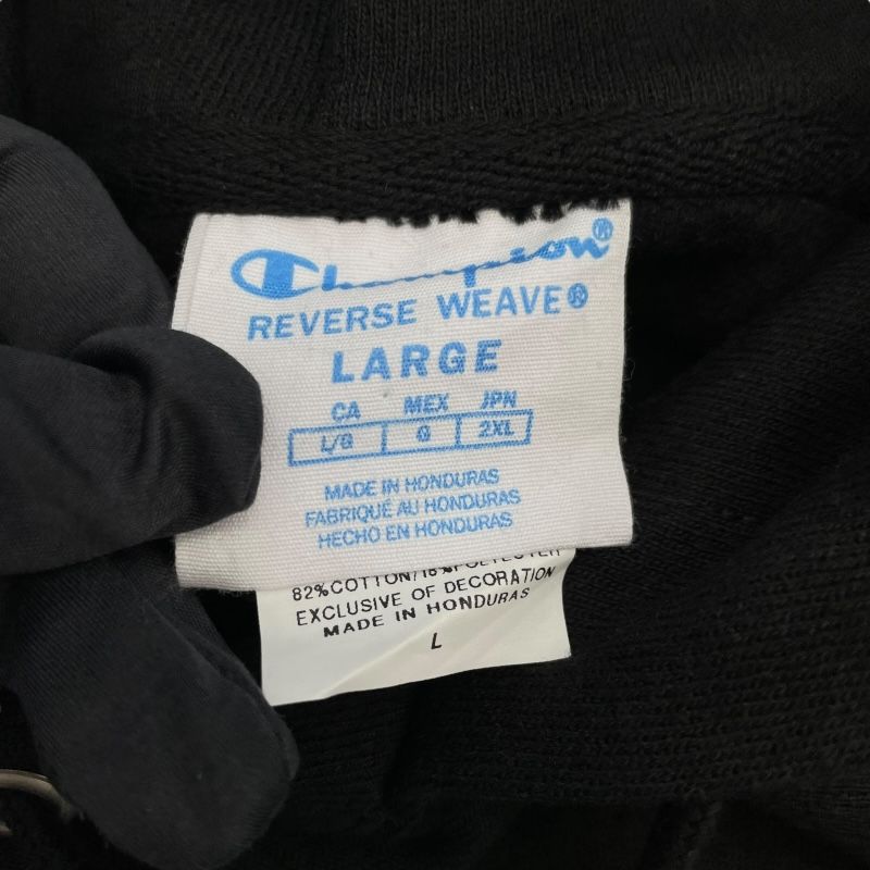 Champion Reverse Weave Embroidered Sweat Hoodie - Black Cotton
