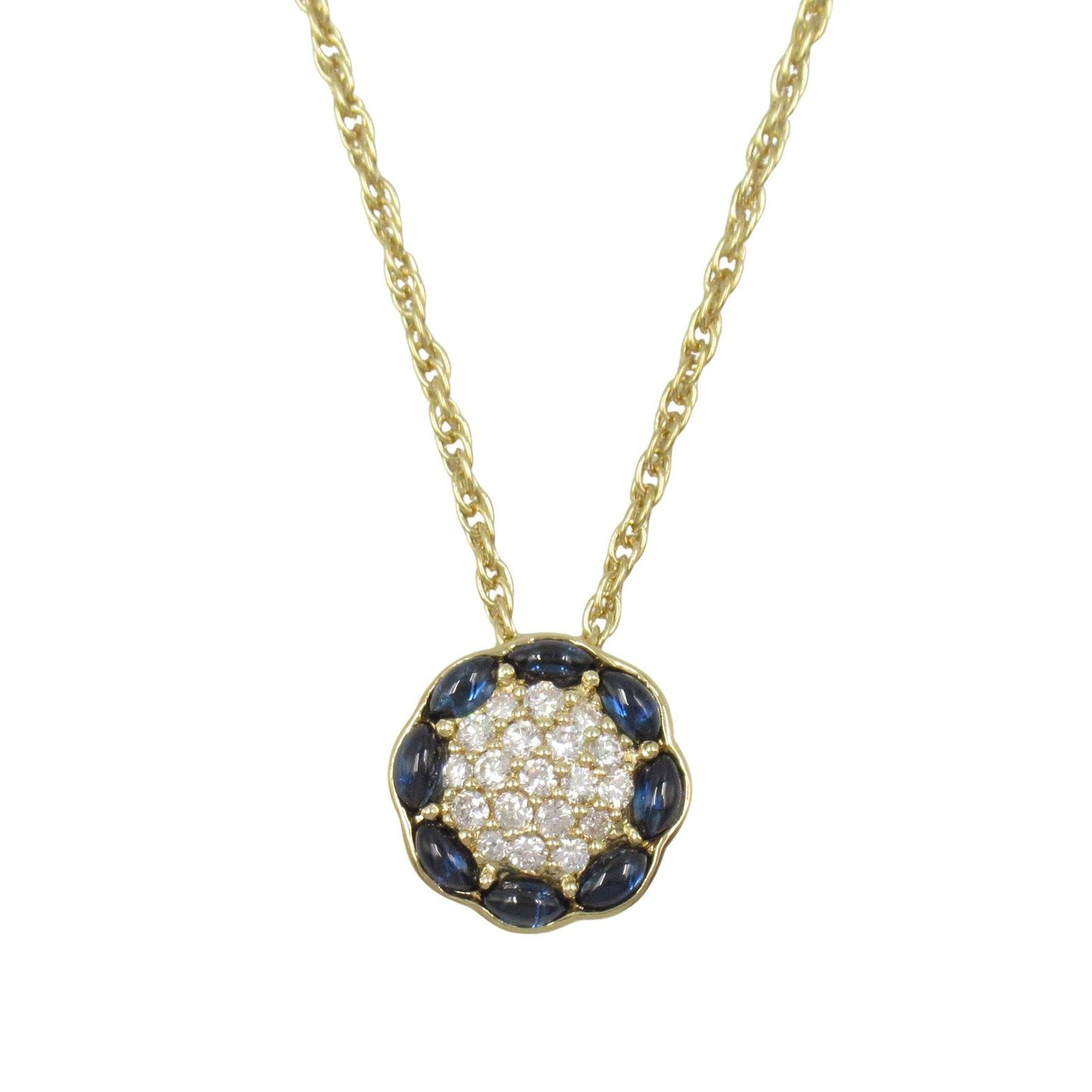 Exquisite K18 Yellow Gold Diamond & Sapphire Necklace - 40cm
