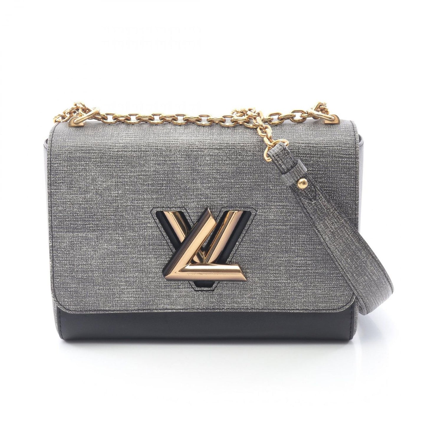 Louis Vuitton Twist MM Shoulder Bag in Gray/Black Leather