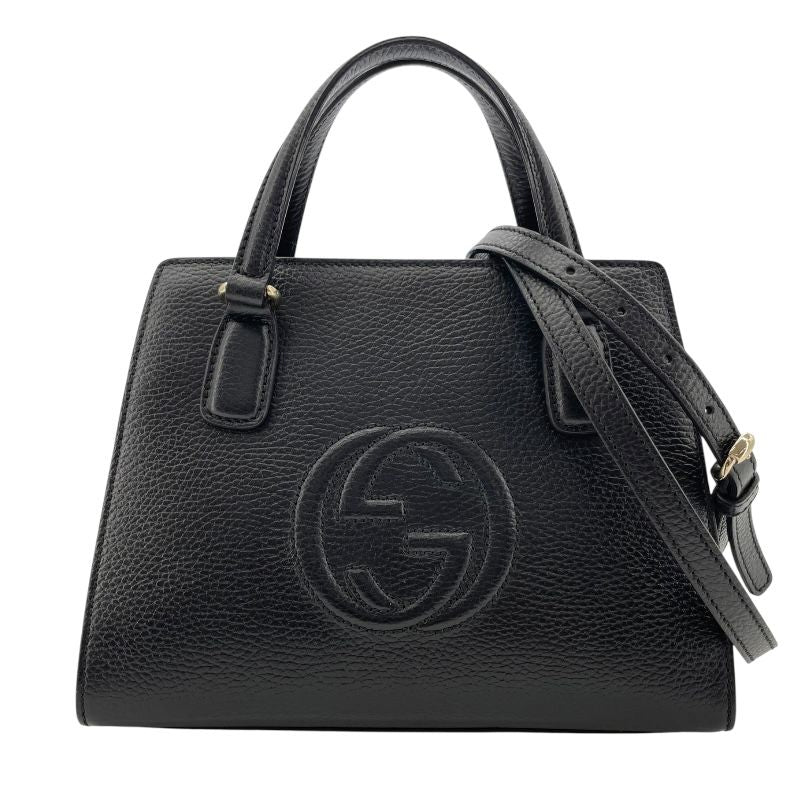 GUCCI Soho Interlocking G Band Bag - Black & Gold Hardware