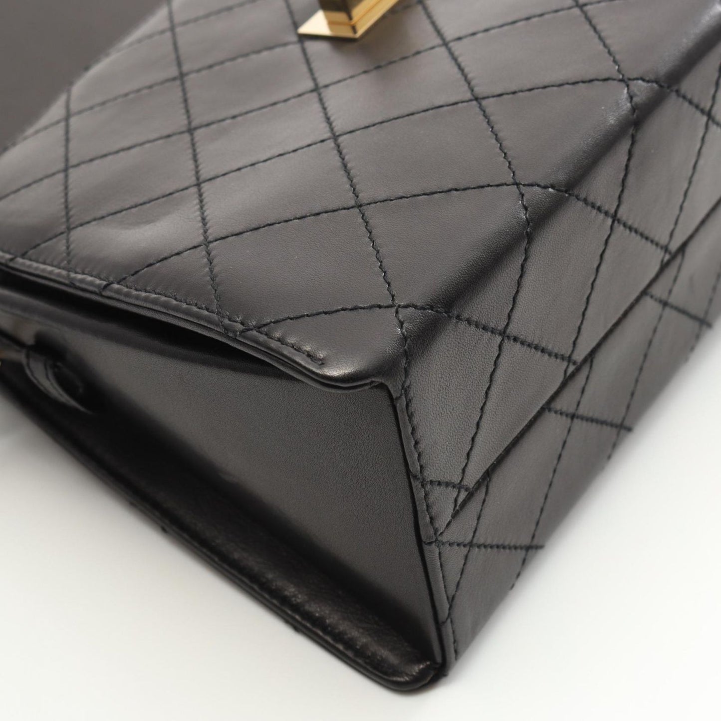 CHANEL 2.55 Matelassé Black Lambskin Shoulder Bag