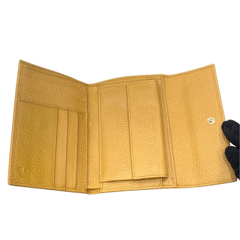 GUCCI Camel Leather Tri-Fold Wallet - Unisex Elegance