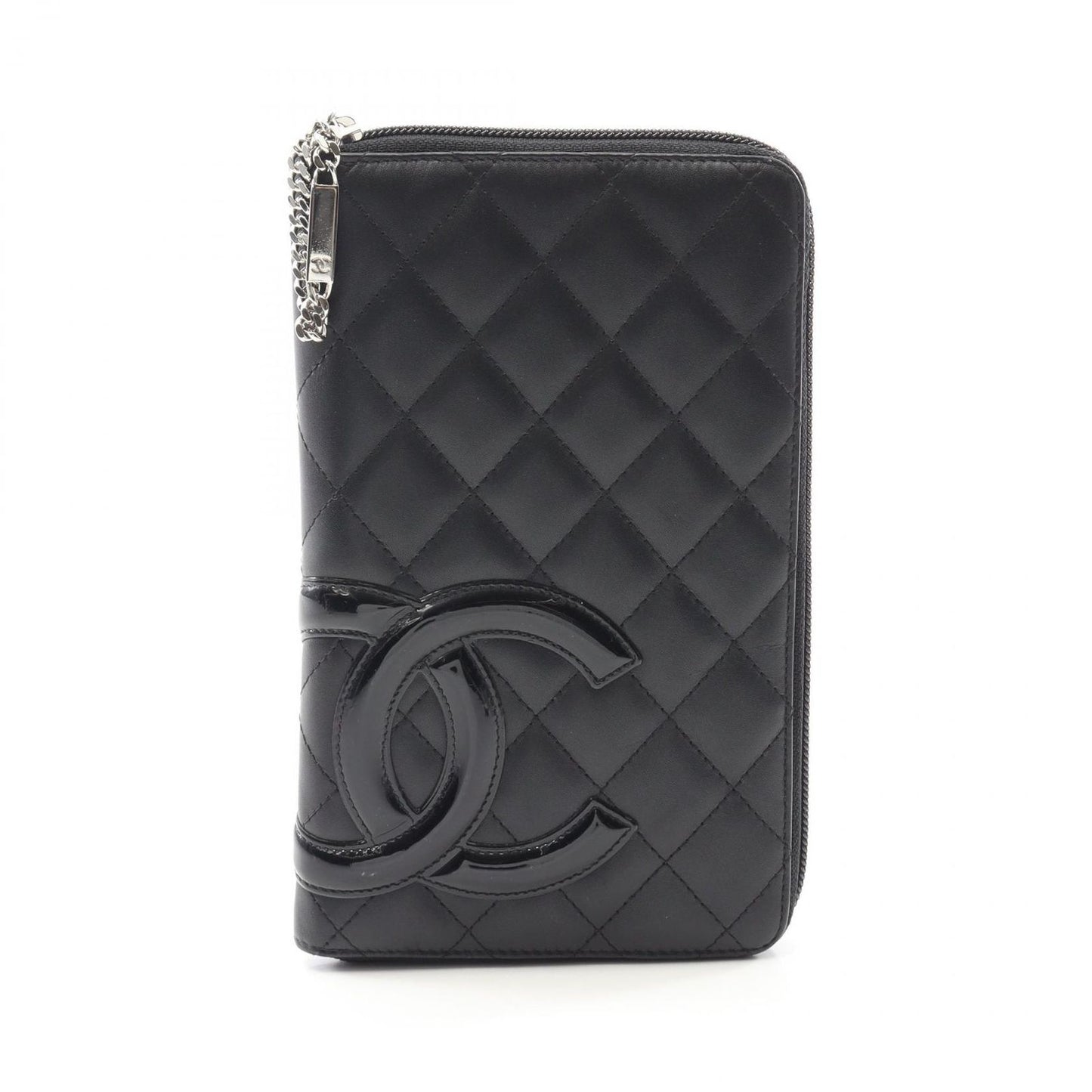 CHANEL Cambon Line Round Wallet in Black Patent Leather
