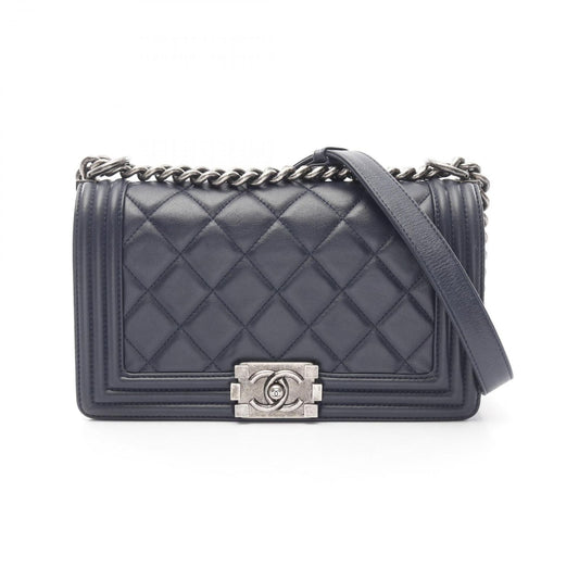 CHANEL Boy Chanel Shoulder Bag in Navy Lambskin - A67086