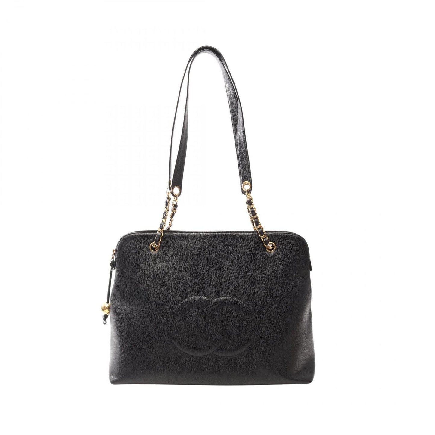 CHANEL Large Coco Mark Tote Bag in Black Caviar Leather