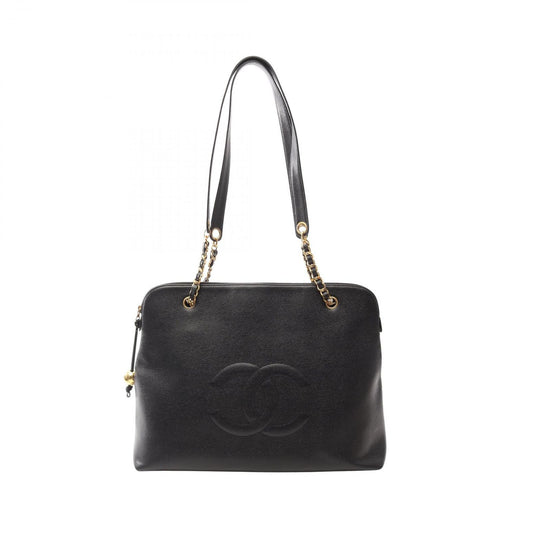 CHANEL Large Coco Mark Tote Bag in Black Caviar Leather