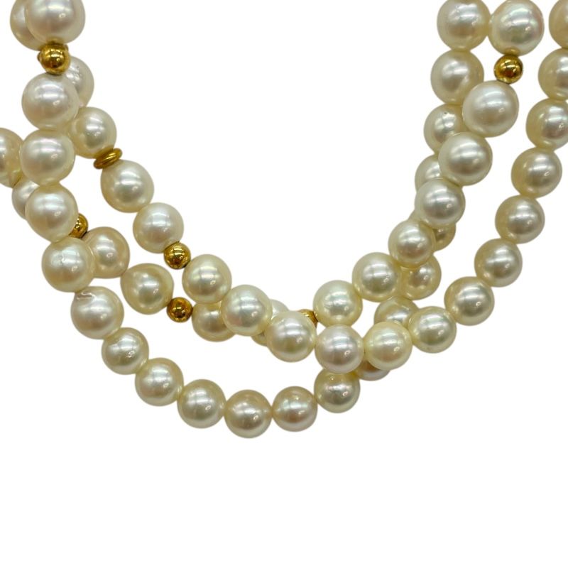 Exquisite K14 Gold Pearl Necklace with Diamond Accents