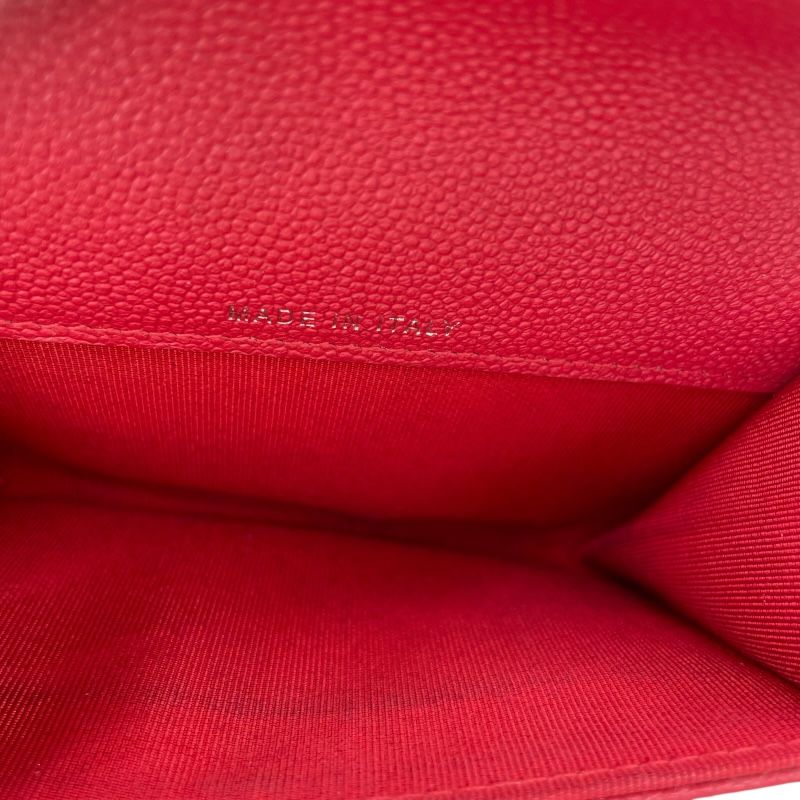 CHANEL Classic Flap Card Case in Red Caviar Leather - AP0214