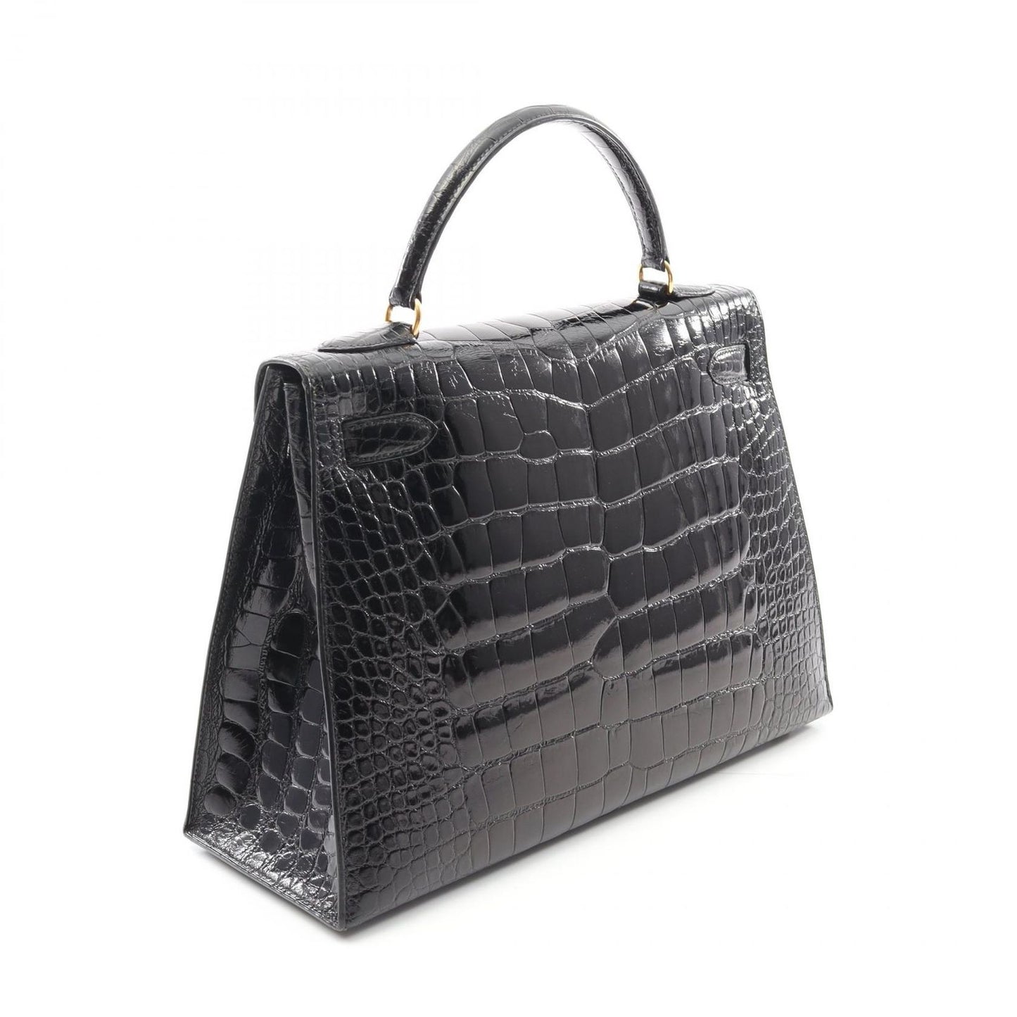 HERMES Kelly 32 Handbag in Black Alligator - Timeless Elegance