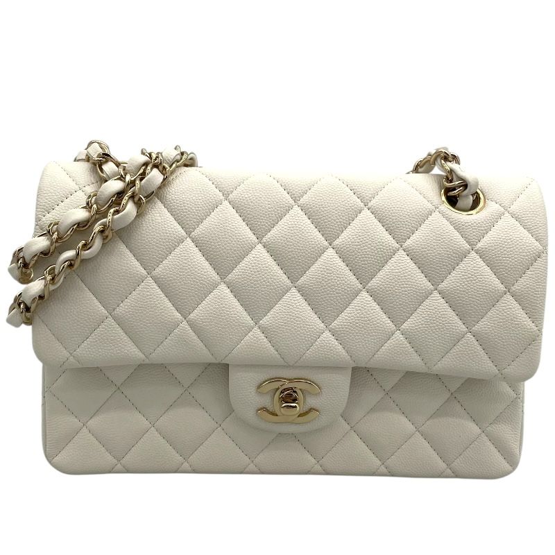 CHANEL Matelassé 23 A01113 White Caviar Skin Shoulder Bag