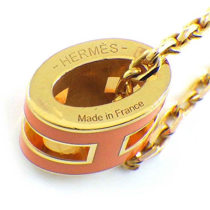 HERMES Mini Pop H Necklace in Orange Soie Lacquer - Exquisite Craftsmanship