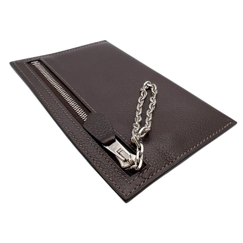 HERMES Zip Zap Porte-Cles ▫L (2008) Chocolat Evercalf Unisex Wallet