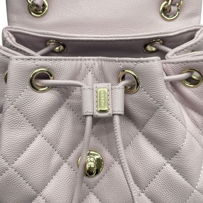 CHANEL A91121 Purple Caviar Leather Backpack with Gold Hardware