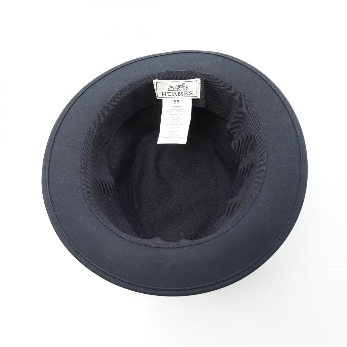 HERMES Navy Canvas Hat with H Embroidery - Unisex Elegance