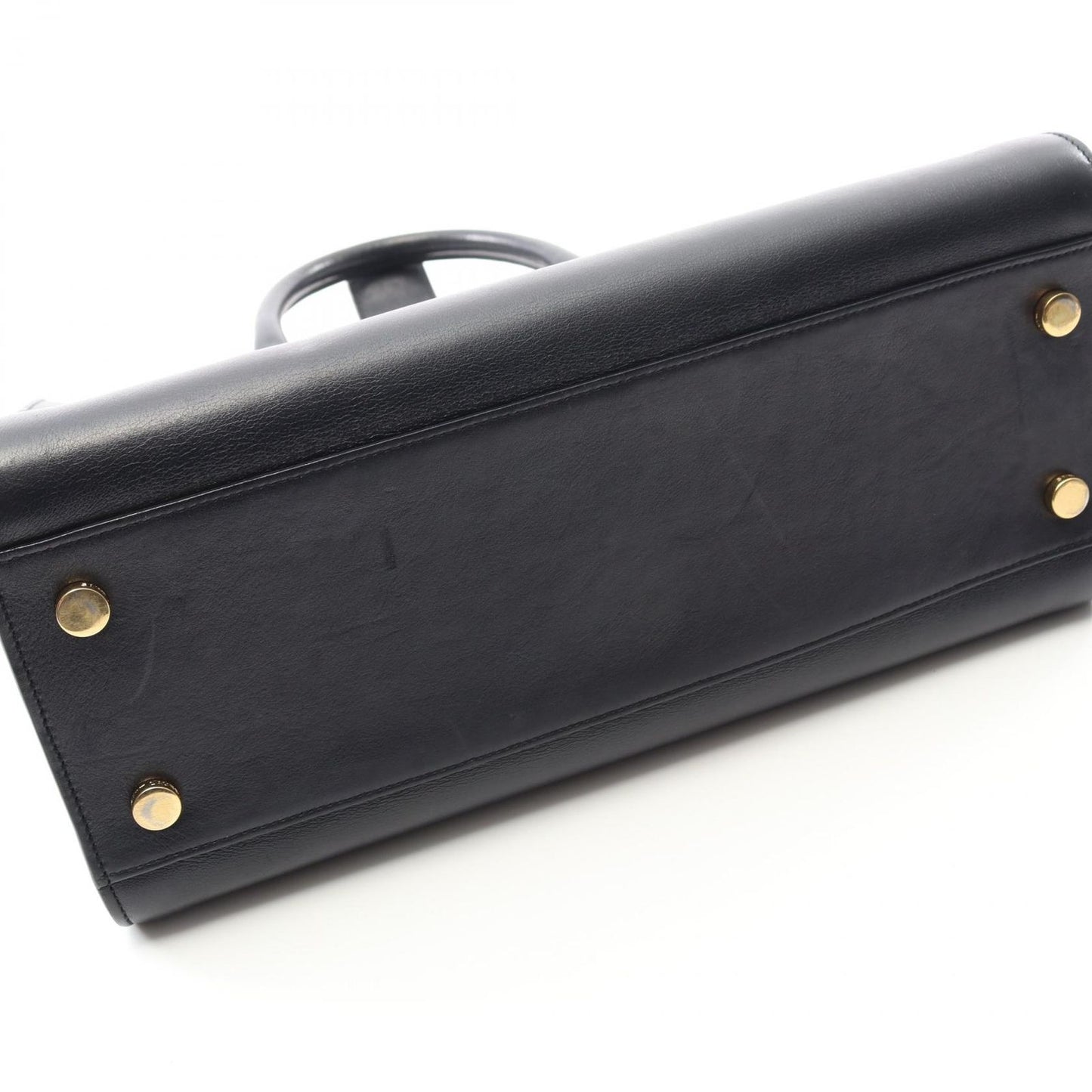 SAINT LAURENT Monogram Cabas Handbag in Navy Leather