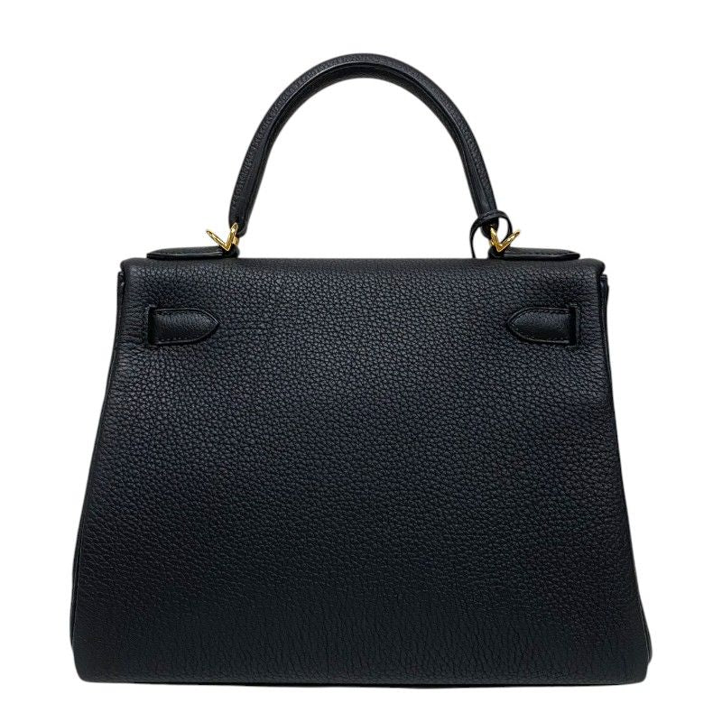 HERMES Kelly 28 Black Togo Handbag with Gold Hardware