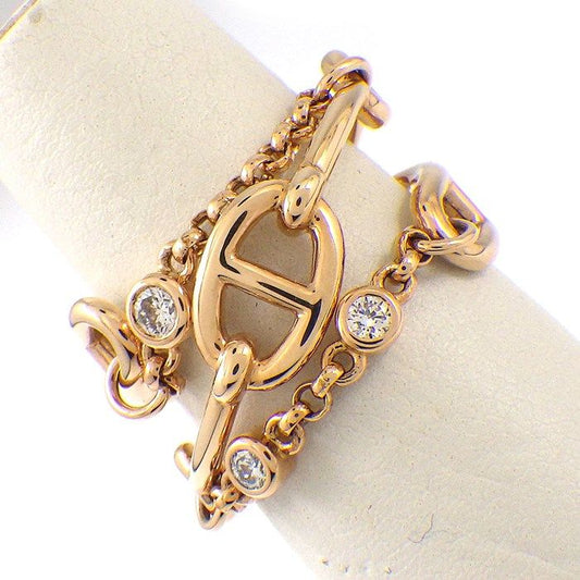 HERMES Chaine d'Ancre Chaos MM Ring with Diamonds - K18 Pink Gold
