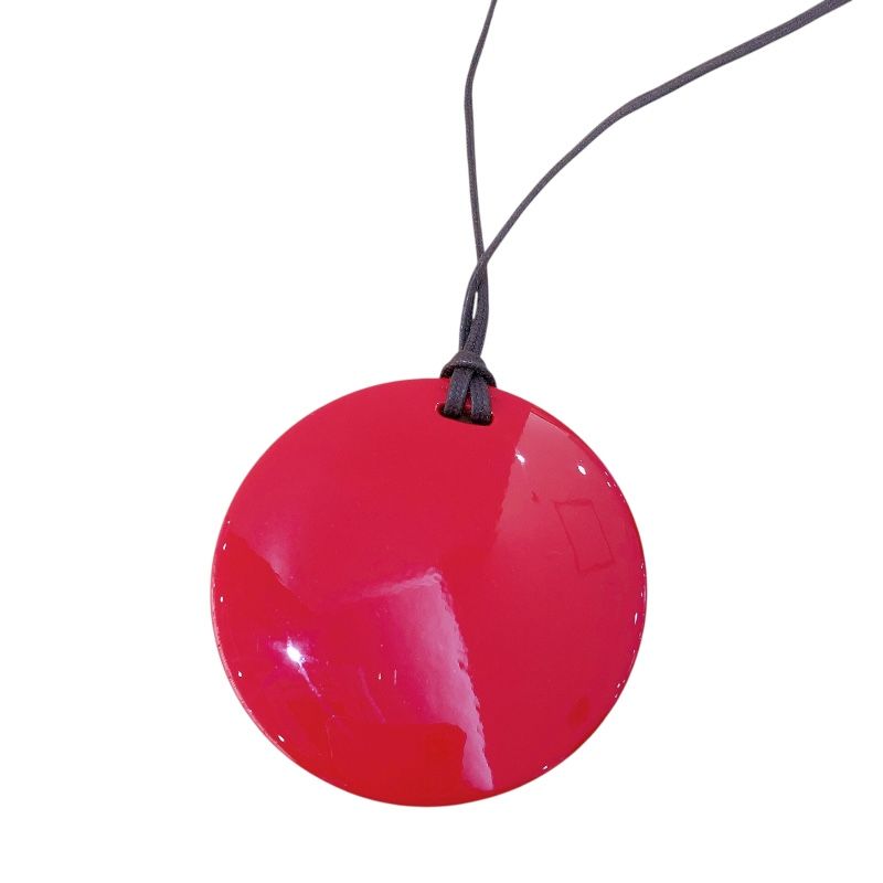 HERMES Minimal City Pendant Necklace in Red/Orange Buffalo Horn