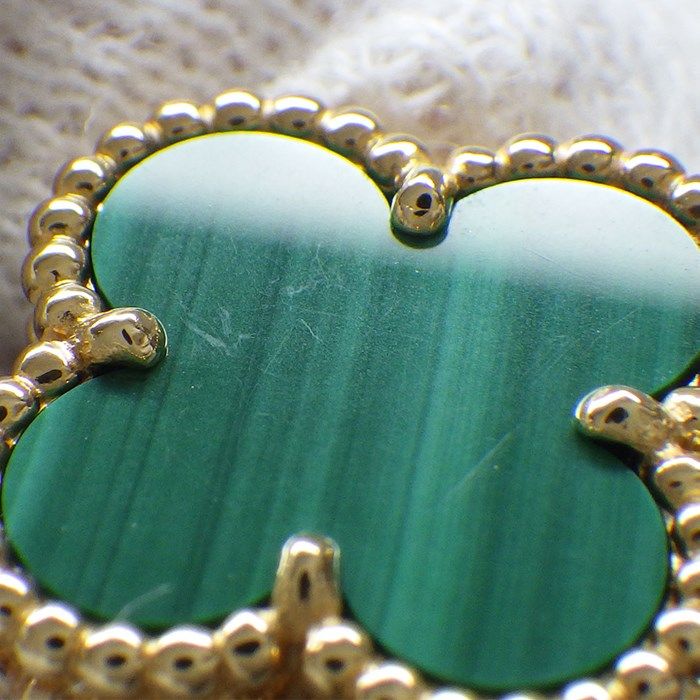 Van Cleef & Arpels Vintage Alhambra Malachite Earrings in 18K Yellow Gold