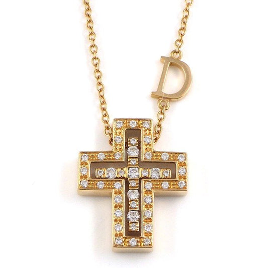 Damiani Belle Époque XXS Cross Necklace in K18 Pink Gold with Diamonds