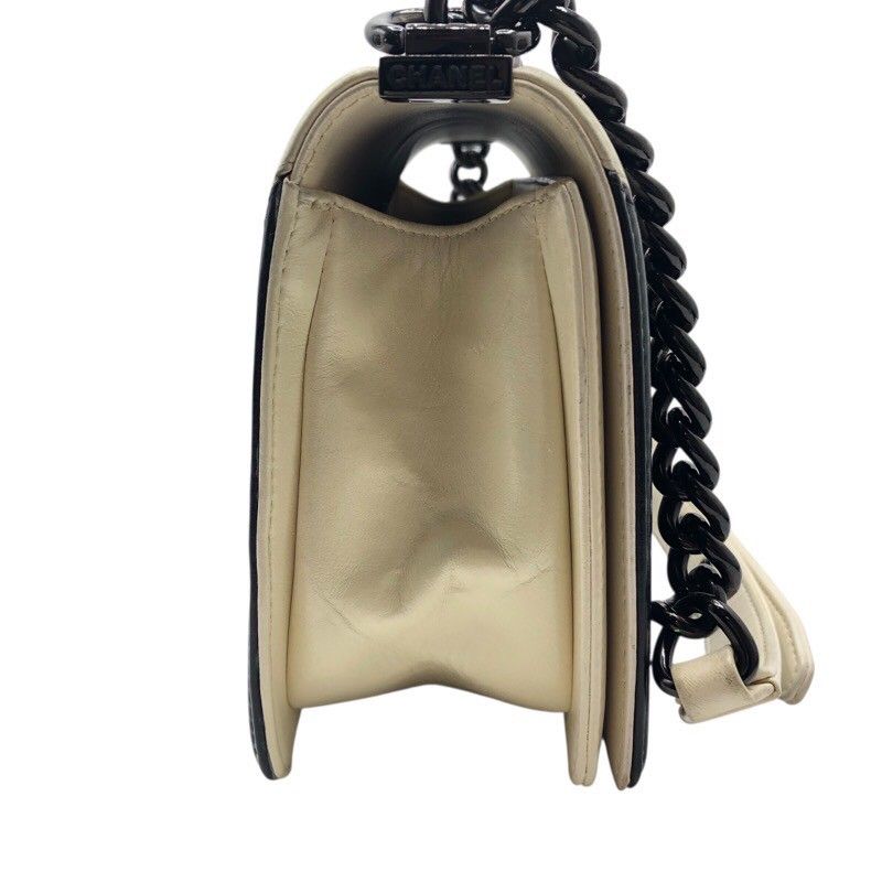 CHANEL Boy Chanel 25 Black/White Calf Leather Shoulder Bag