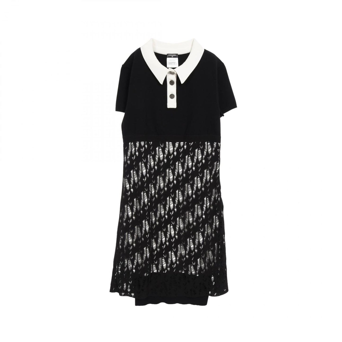 CHANEL Coco Mark Button Dress - Timeless Elegance in Black & White