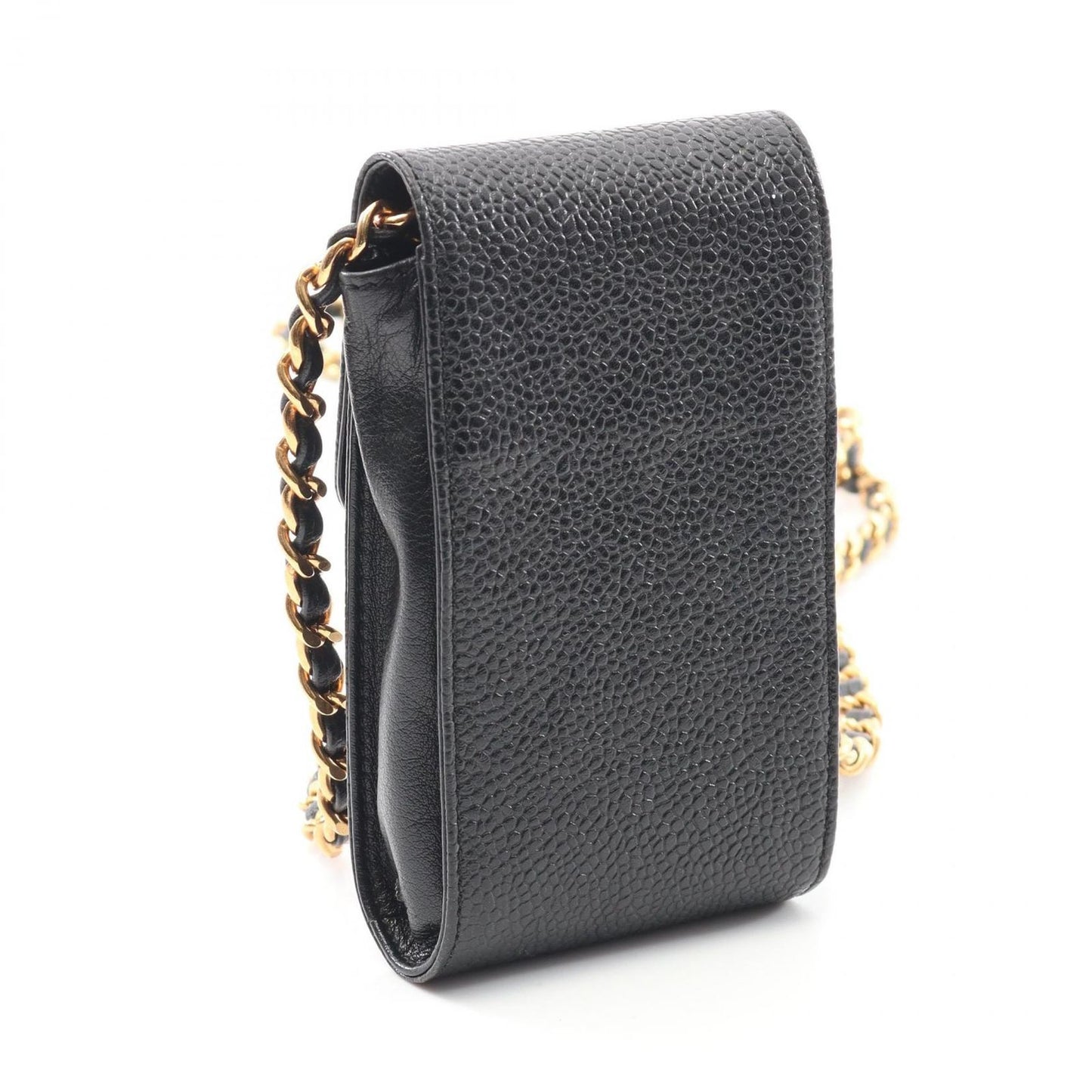 CHANEL Coco Mark Black Calfskin Chain Pouch - Timeless Elegance