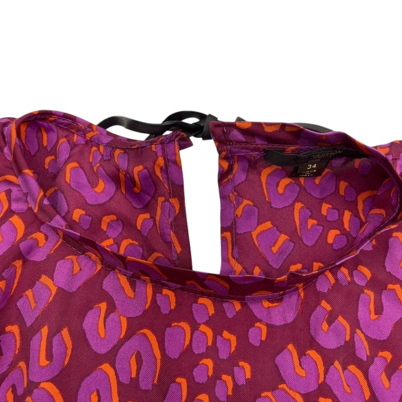 Louis Vuitton Leopard Print Silk Blouse in Purple - Size 34