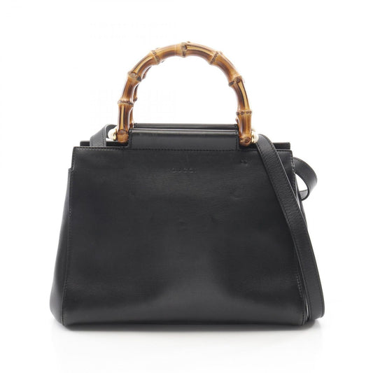 GUCCI Nimfair Bamboo Handbag - Black Leather, Exquisite Craftsmanship