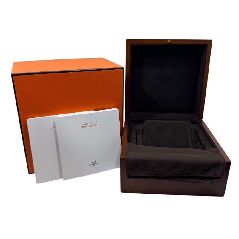 HERMES Faubourg FG1.186 White K18YG Leather Strap Quartz Ladies Watch