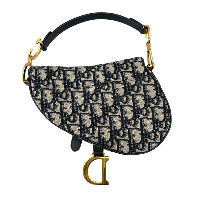 Christian Dior Vintage Mini Saddle Bag in Navy Oblique Canvas