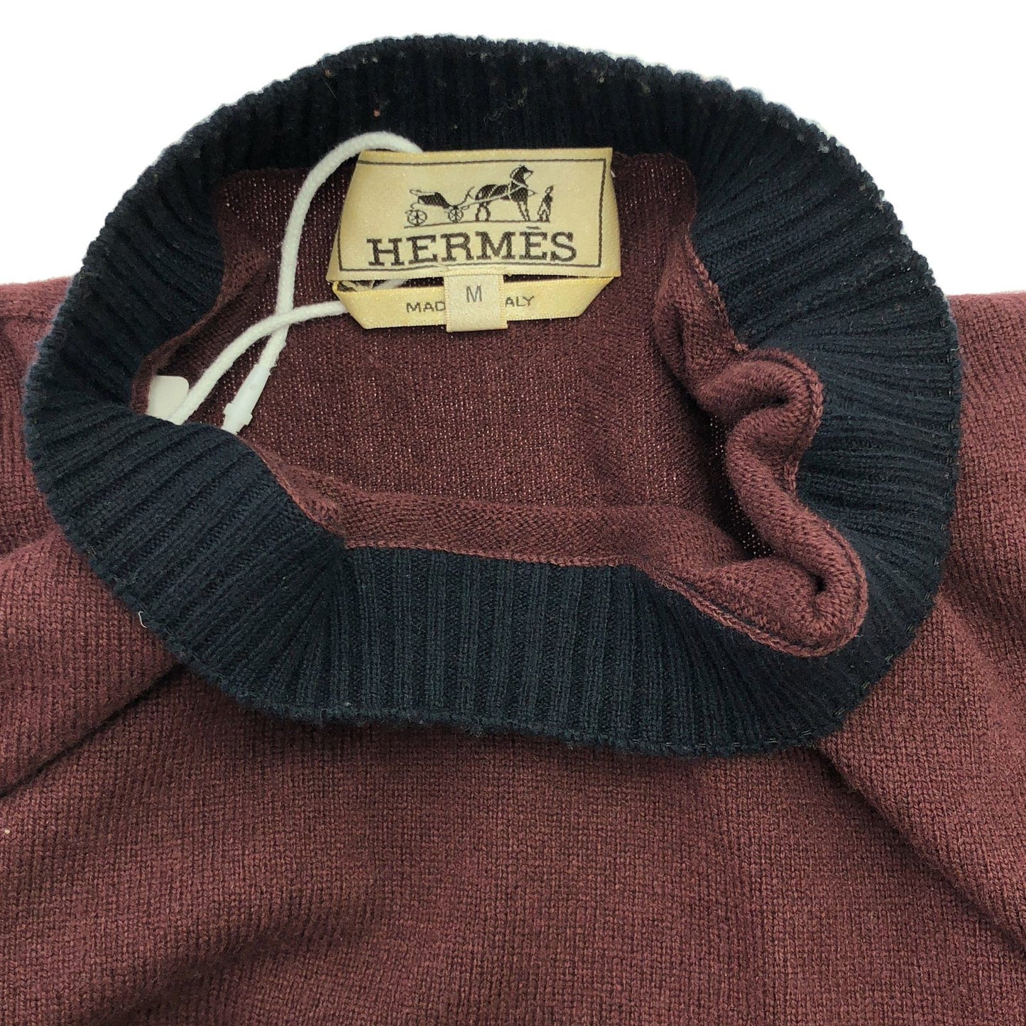 HERMES Burgundy Wool Knit Sweater - Timeless Elegance