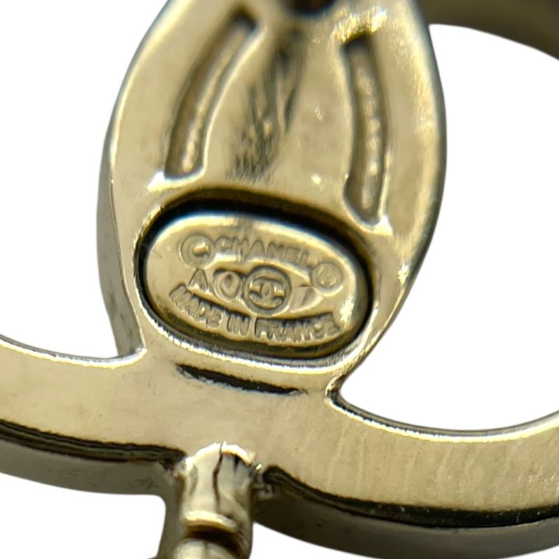 CHANEL Coco Mark Anchor Hoop Earrings in Gold Metal & Strass