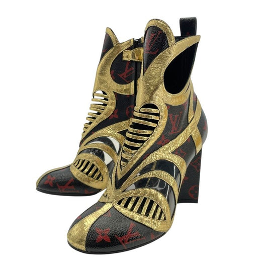 Louis Vuitton Queen of Hearts Monogram Infra Rouge Short Boots - Black