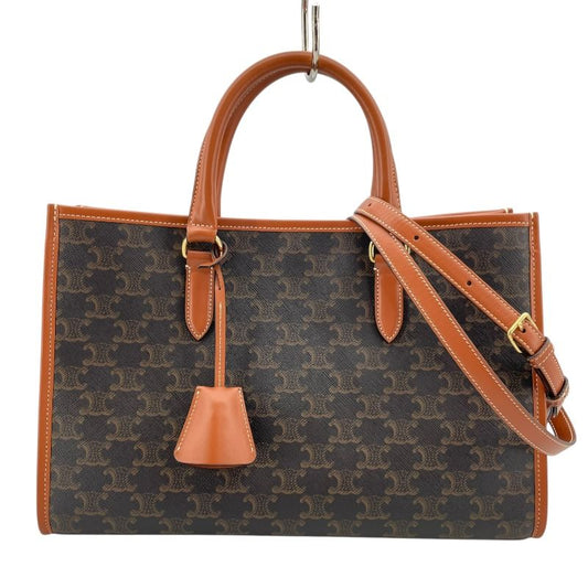 CELINE Horizontal Cabas Brown Trionf Canvas Shoulder Bag