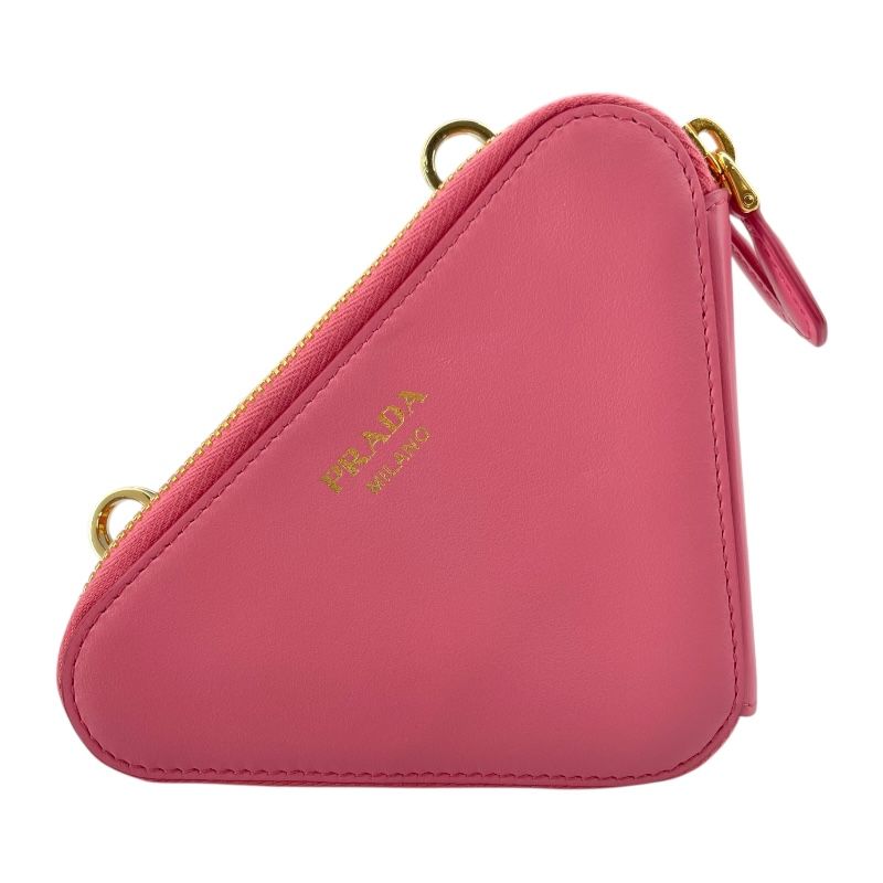 PRADA Triangle Shoulder Bag in Pink with Gold Hardware