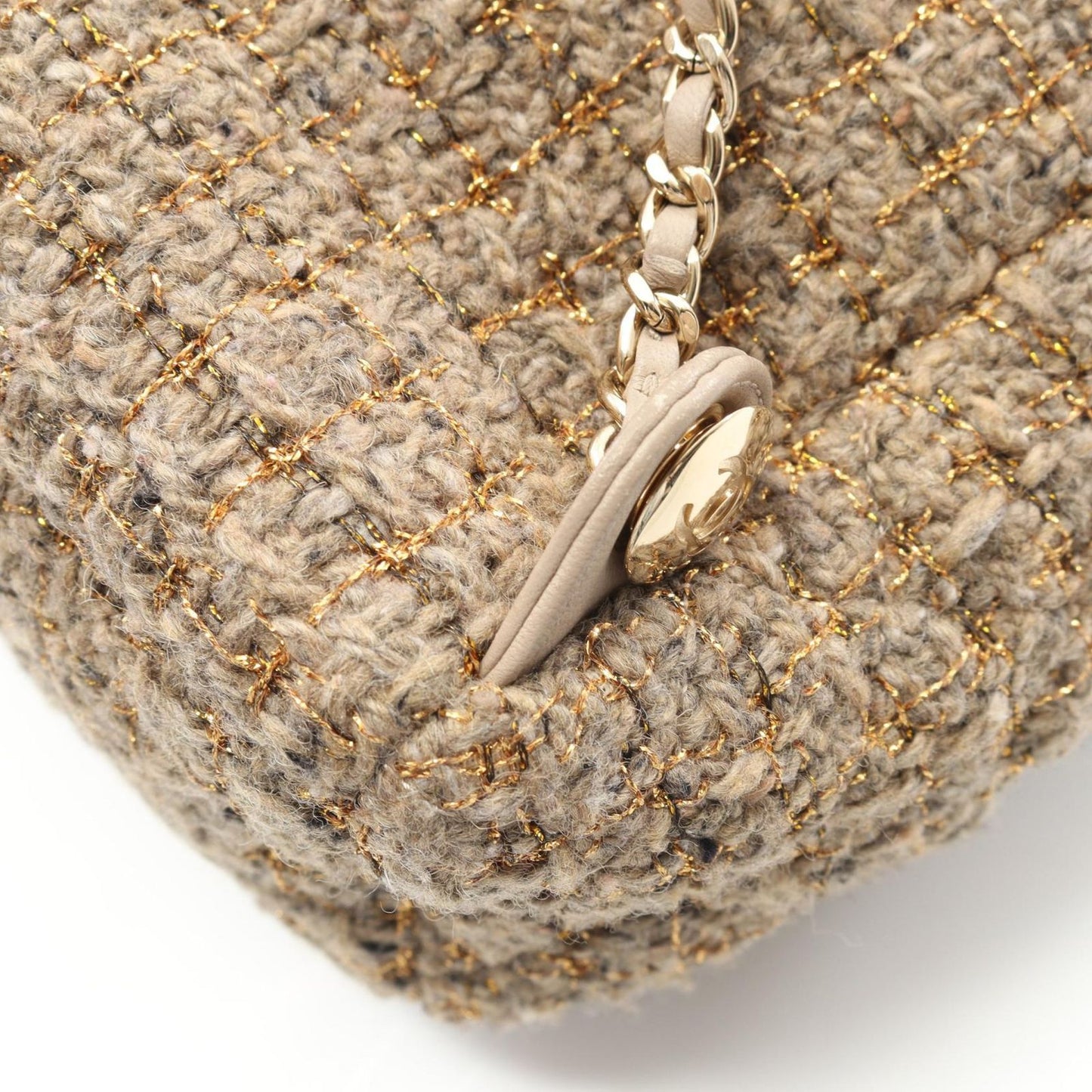 CHANEL Matelassé Backpack AS0870 in Beige Fabric & Leather